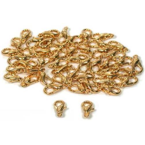 50 Hamilton Gold Plated Curved Lobster Claw Clasps 12mm x 6mm