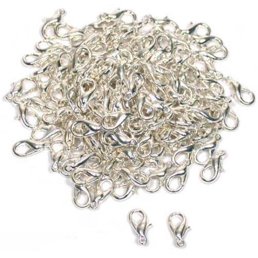 100 Silver Plated Lobster Clasps 10 x 6mm