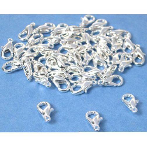 50 Silver Plated Lobster Clasps 10 x 6mm