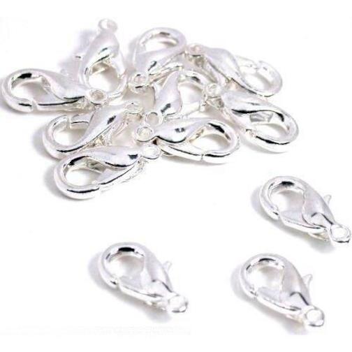 Lobster Clasp Silver Plated 13.5mm 12Pcs
