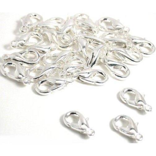 25 Silver Plated Lobster Claw Clasps Jewelry Findings