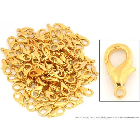 100 Lobster Claw Clasp Gold Plated Chain Parts 17x9mm