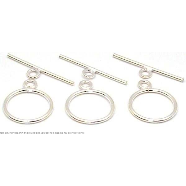 3 Bali Toggle Clasps Silver Beading Necklace Beads 15mm