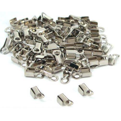 75 Nickel Plated Cord Ends Necklace Bracelet Jewelry Making 8.6mm x 4mm