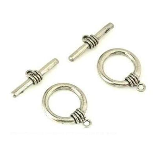 2 Bali Toggle Clasps Beading Pewter Antique Bracelets