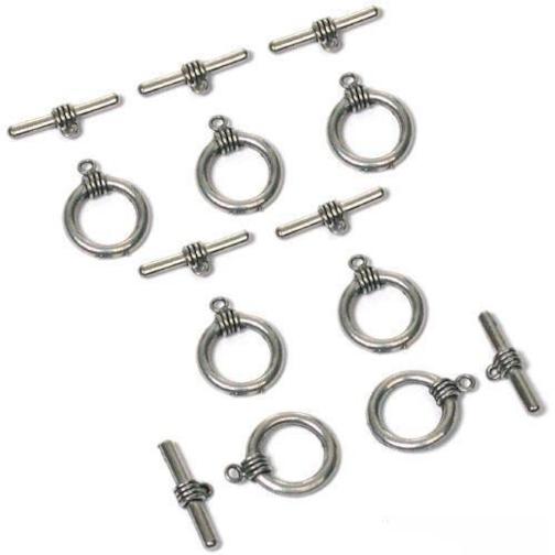 Bali Beads Antique Silver 7 Toggle Clasps Big