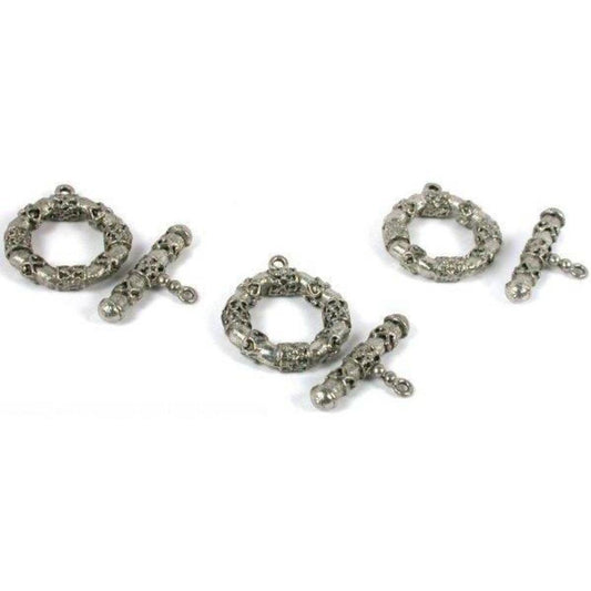 Bali Toggle Clasps Antique Silver Plated 24mm 3Pcs