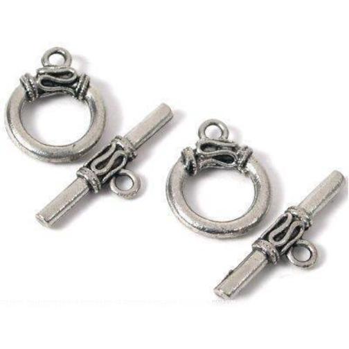 2 Bali Toggle Clasps Beading Antique Silver Bracelets Jewelry Art Craft