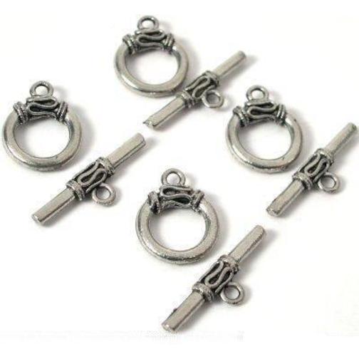 4 Bali Toggle Clasps Beading Antique Silver Bracelets