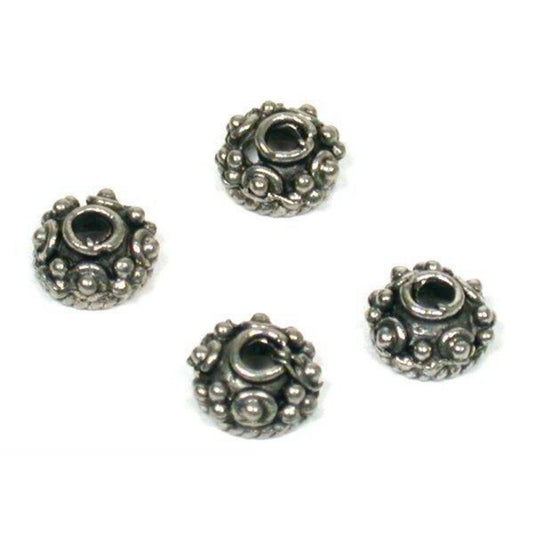 Bali Bead Caps Antique Silver Plated 6.5mm 4Pcs