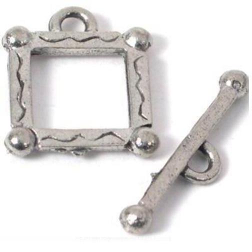 Square Toggle Clasp Antique Silver Plated 18mm