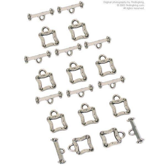 Bali Bead Antique Finish Silver Plated 10 Square Toggle Beading Jewelry Art