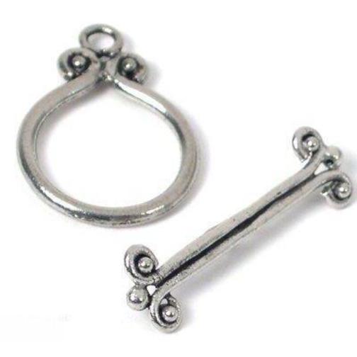4 Bali Toggle Clasps Antique Silver Finish Necklaces