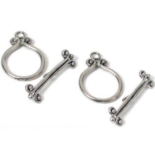 2 Bali Toggle Clasps Antique Silver Finish Necklaces