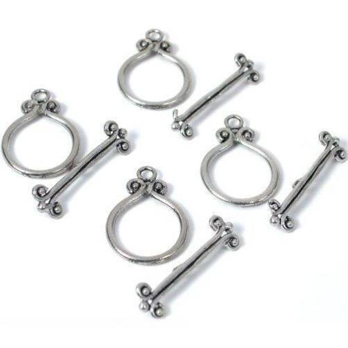 4 Bali Toggle Clasps Antique Silver Finish Necklaces