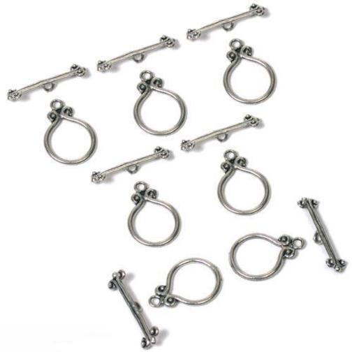 7 Bali Toggle Clasps Antique Silver Finish Necklaces