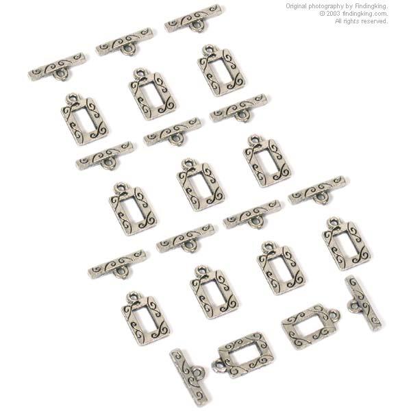 12 Bali Toggle Clasps Rectangle Antique Necklace Parts