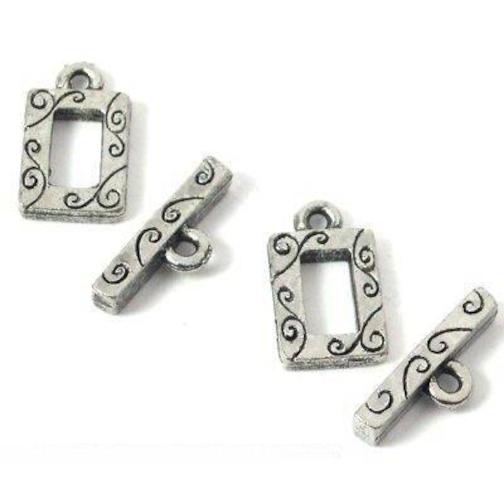 2 Bali Toggle Clasps Rectangle Antique Necklace Parts