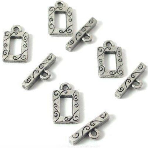 4 Bali Toggle Clasps Rectangle Antique Necklace Parts