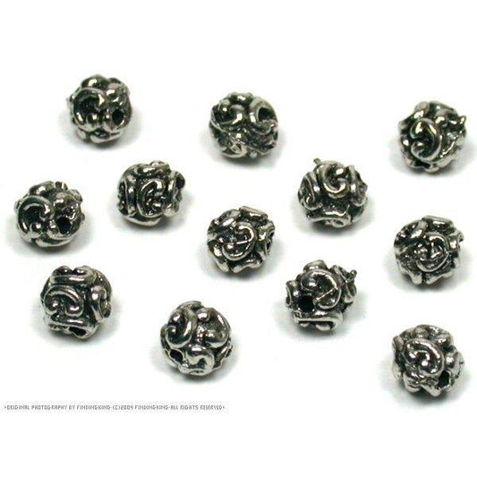 12 Bali Beads Round Wire Necklace Bracelet Parts