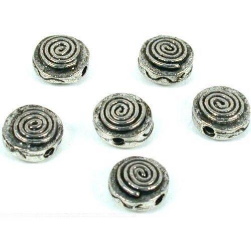 Saucer Beads Antique Silver Plated 7.5mm 6Pcs