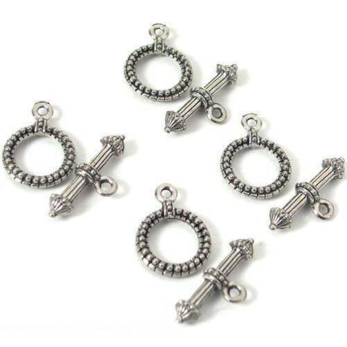 4 Bali Toggle Clasps Antique Necklaces Beading Parts