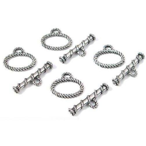 Bali Toggle Clasps Antique Silver Plated 13mm 4Pcs