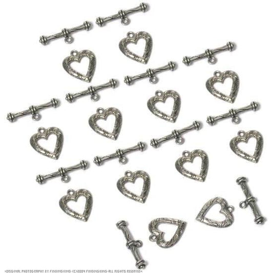 12 Bali Toggle Clasps Hearts Beading Jewelry Bracelet