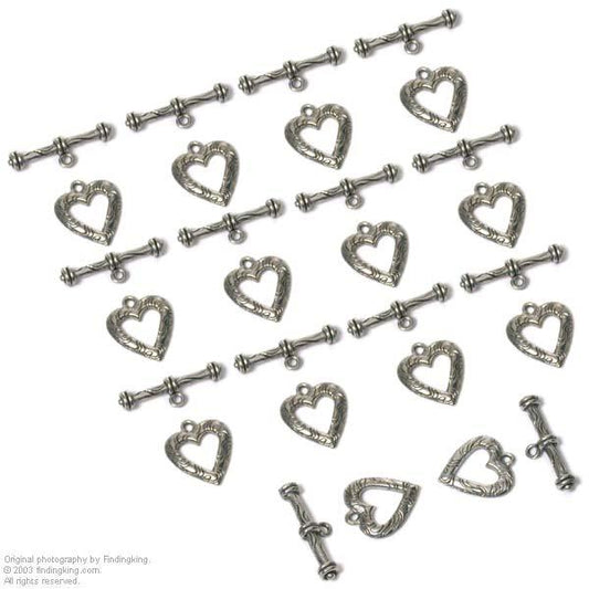 Bali Beads Antique Silver 14 Heart Toggle