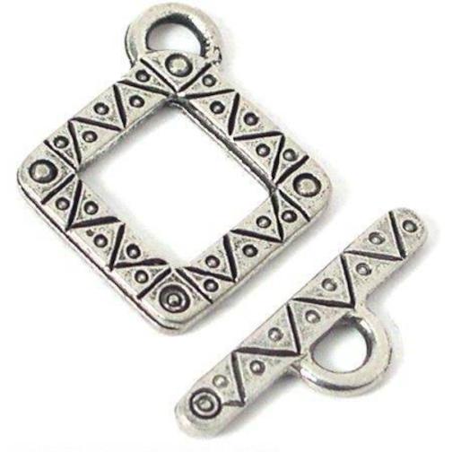 Diamond Shape Toggle Clasp Antique Silver Plated 20mm