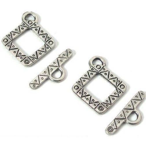 2 Bali Toggle Clasps Square Beading Jewelry Necklaces