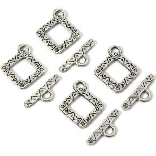 4 Bali Toggle Clasps Square Beading Jewelry Necklaces