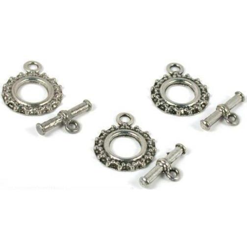 Toggle Clasp Antique Silver Plated 19mm 3Pcs