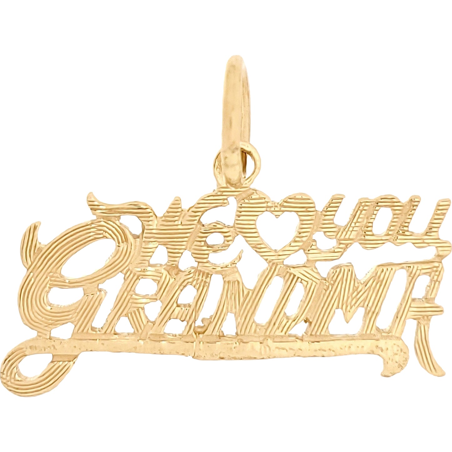 We Love You Grandma Charm Diamond-Cut 14k Gold 14mm