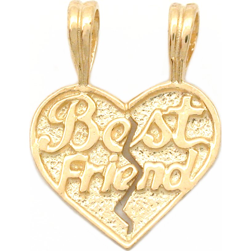Best Friend Heart Charm Breakable 14k Gold 16mm