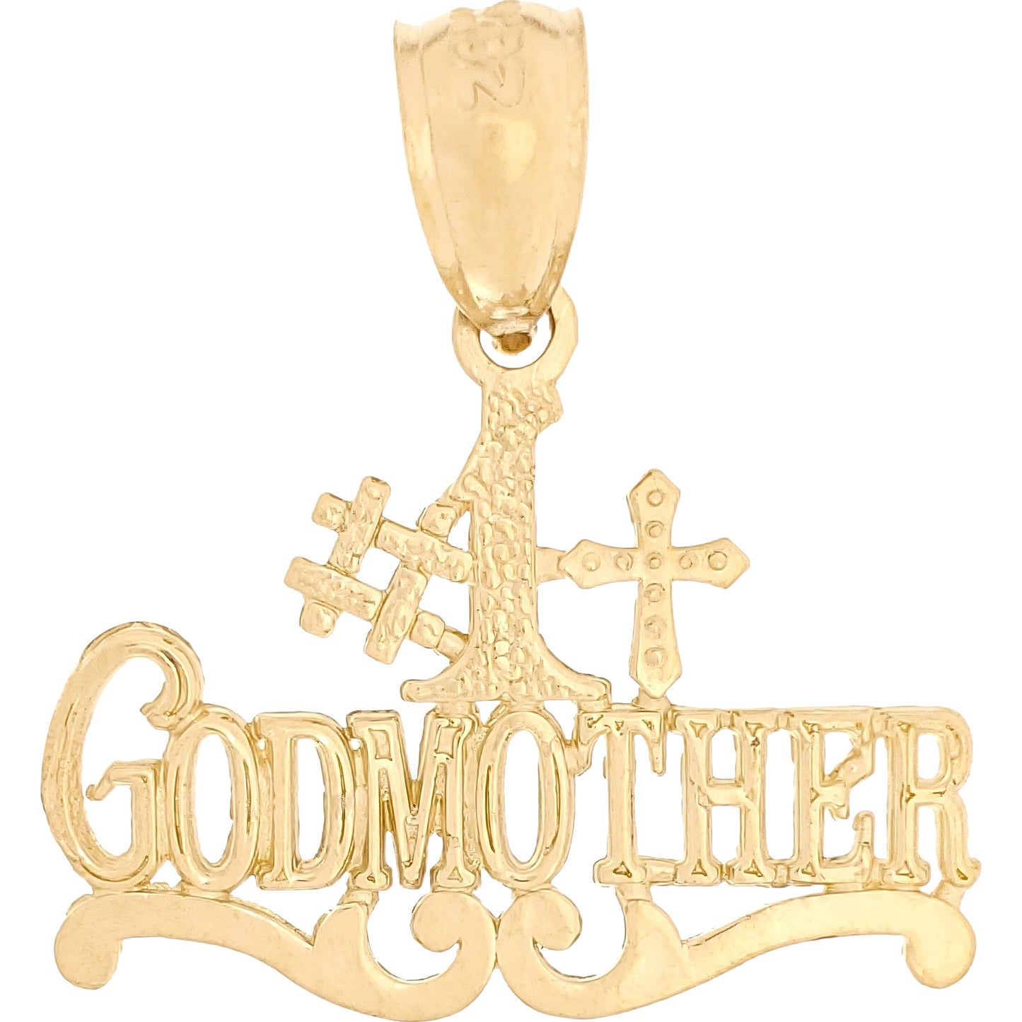 #1 Godmother & Cross Charm 14k Gold 16mm