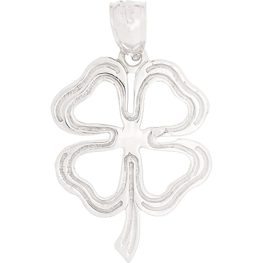 Four Leaf Clover Charm 14k White Gold 19mm