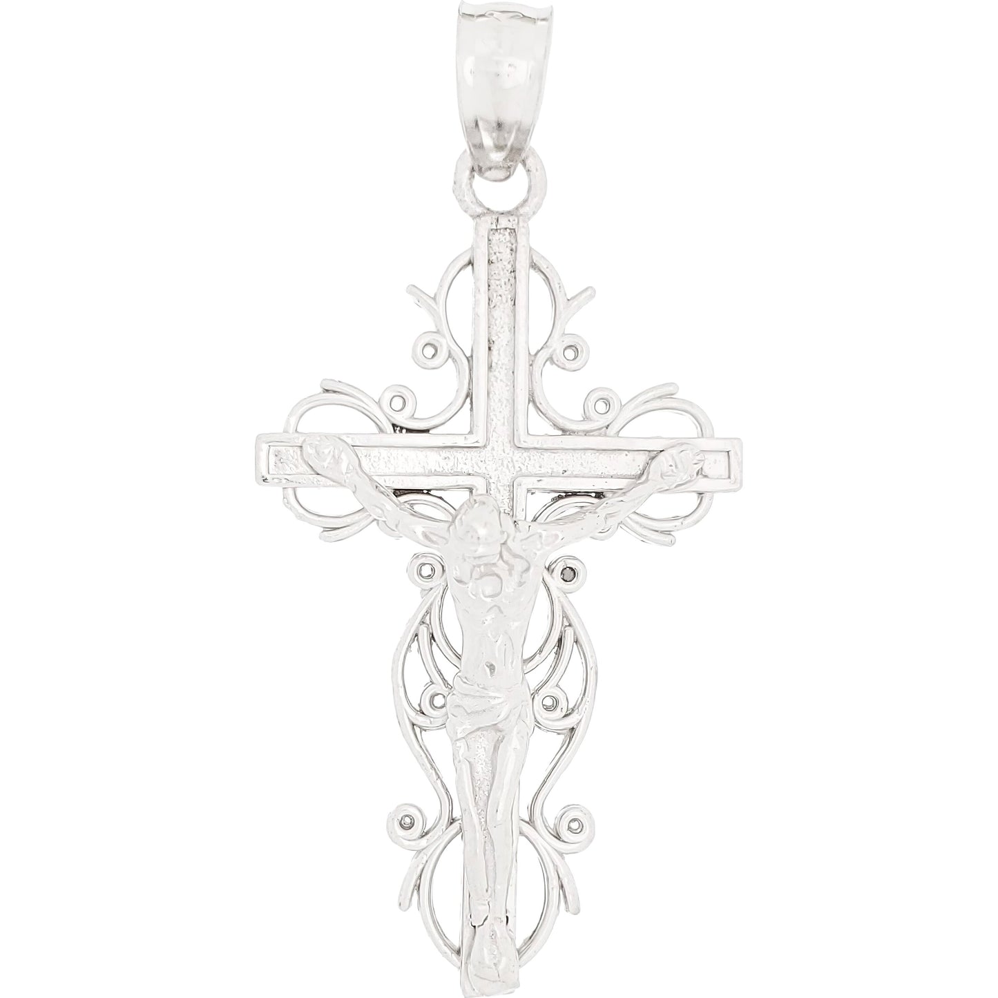 Crucifix Charm 14k White Gold 27mm
