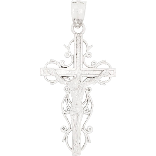 Crucifix Charm 14k White Gold 27mm