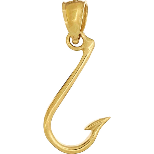 Fishing Hook Charm 14k Gold 22mm