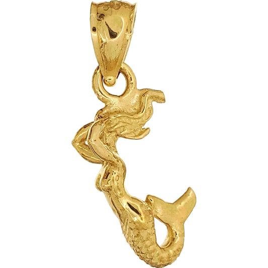 Mermaid Charm 14k Gold 15mm