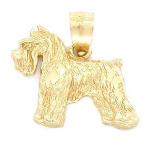 Scottish Terrier Dog Charm Diamond-Cut 14k Gold 13mm