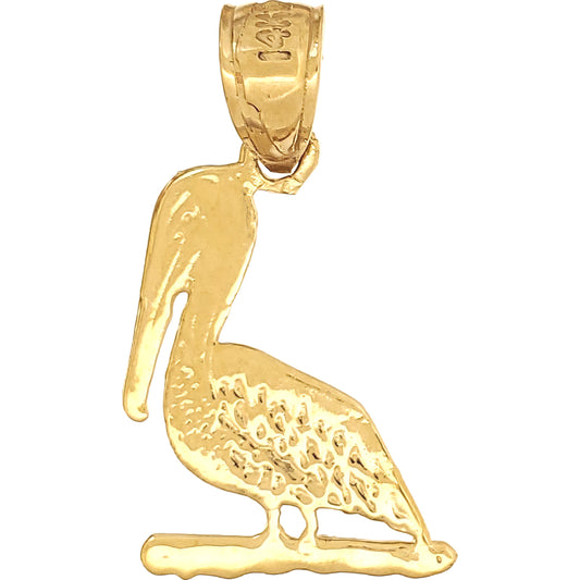 Pelican Charm Diamond-Cut 14k Gold 17mm