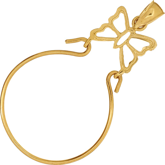 Butterfly Charm Holder 14K Gold 34mm