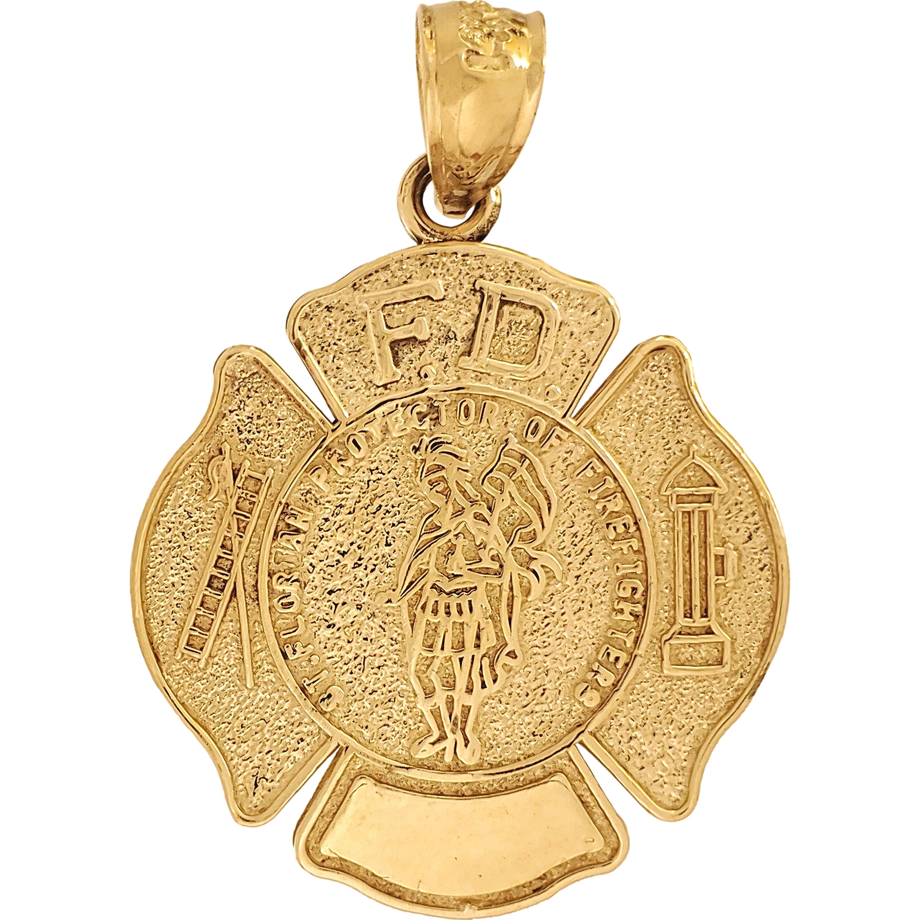 St. Florian Maltese Cross Charm 14k Gold 23mm FindingKing
