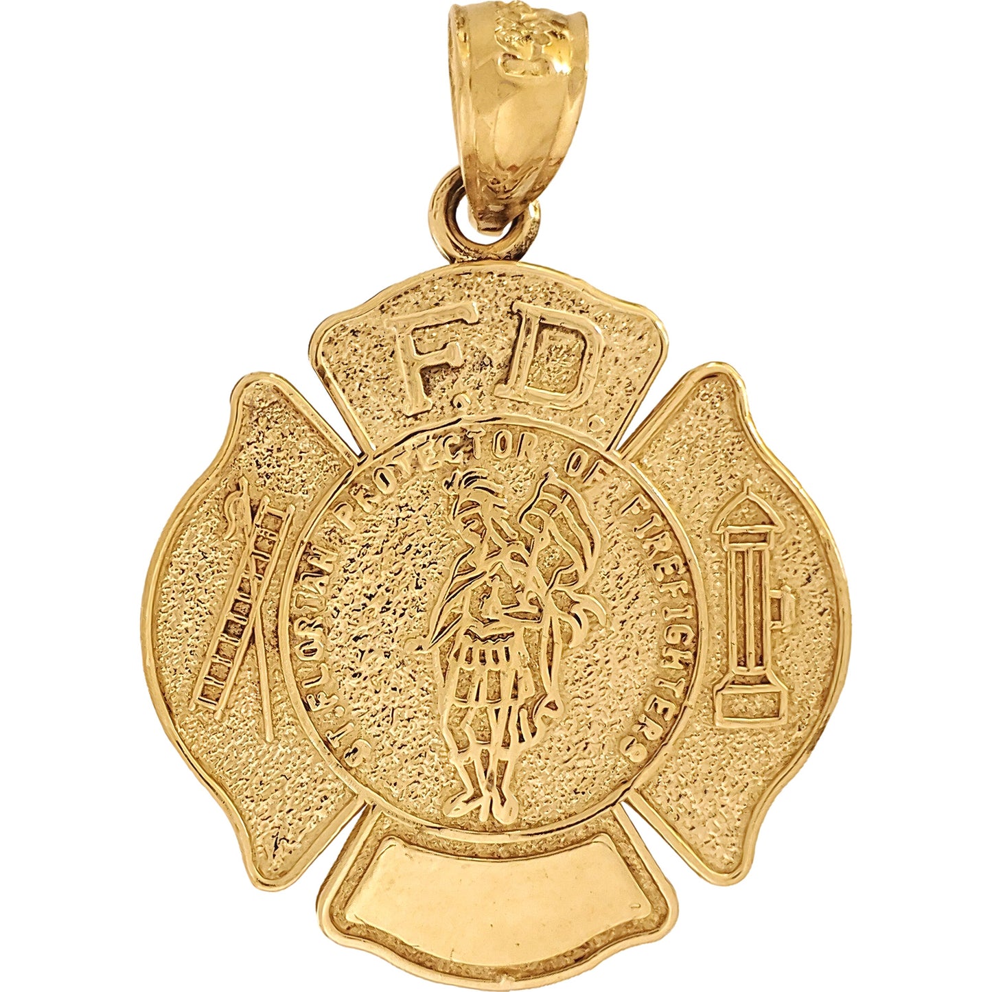 St. Florian Maltese Cross Charm 14k Gold 23mm