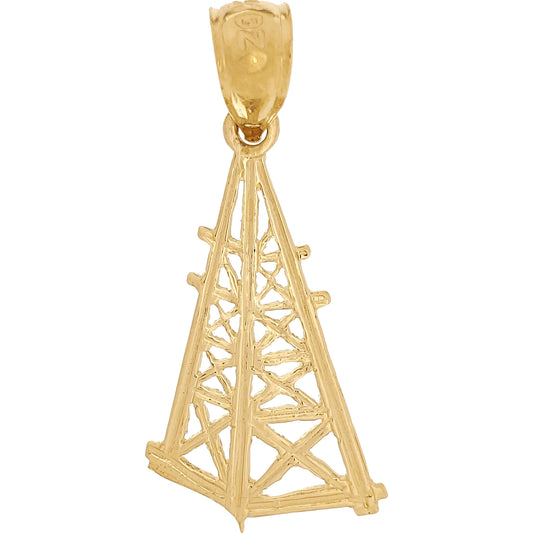 Oil Tower Charm 14k Gold 20mm