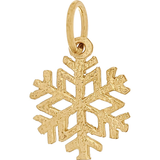 Snowflake Charm 12mm & 18" Chain 14k Gold