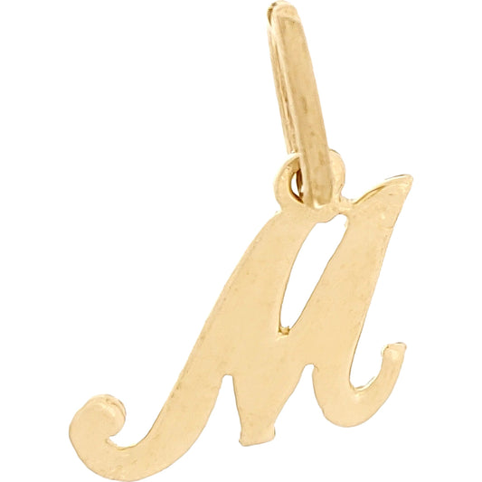 Cursive Letter "M" Charm 14k Gold 9.5mm