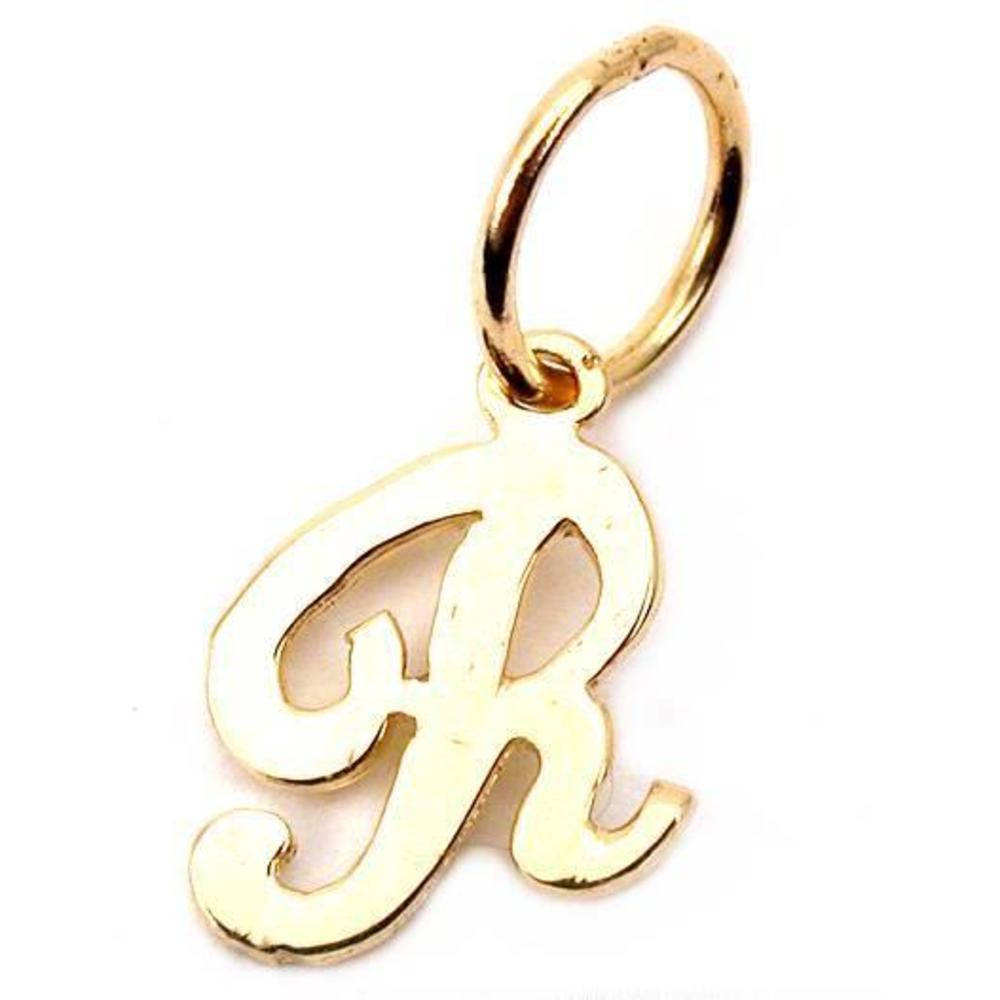 Cursive Letter "R" Charm 14k Gold 9.5mm